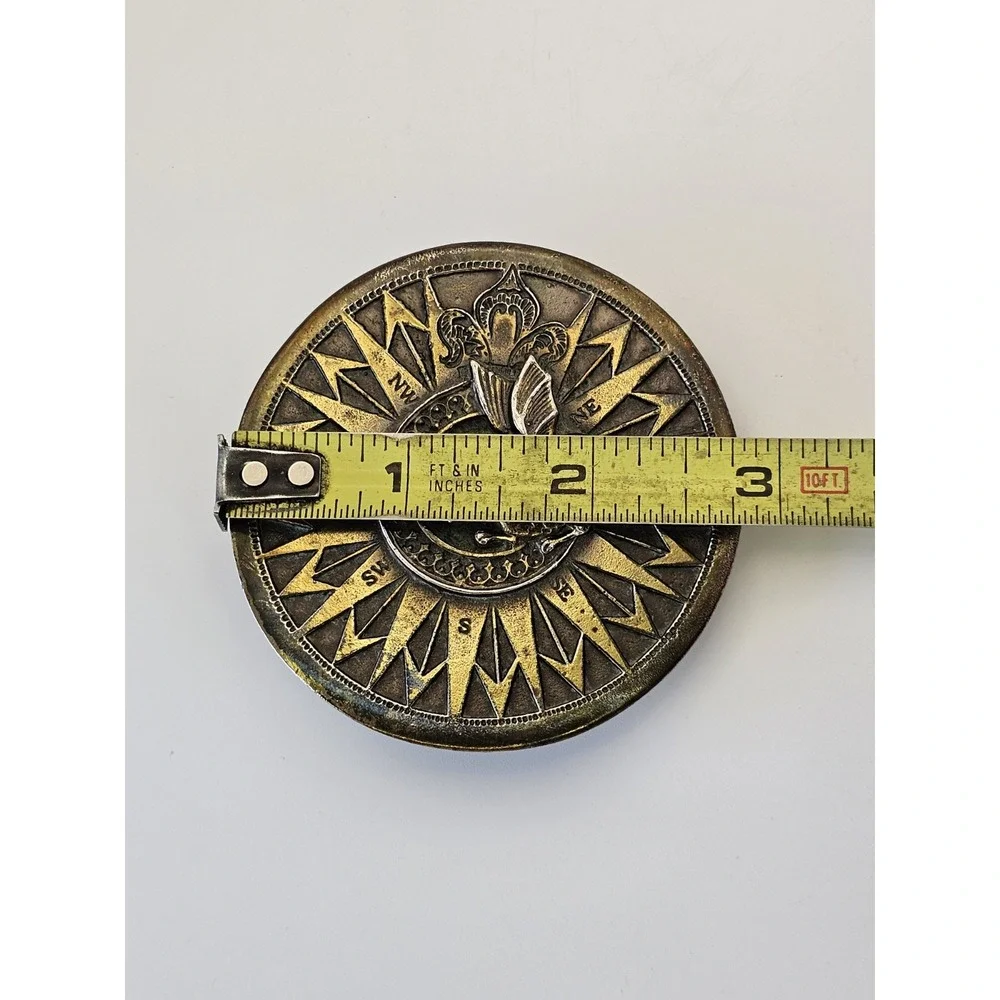 1974 James Lind Wyoming Studio Art Works Sea Serpent Compass Rose‎ Belt Buckle